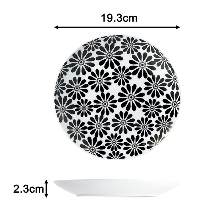 Waterside 16pc Black & White Kira Porcelain Dinnerware Set