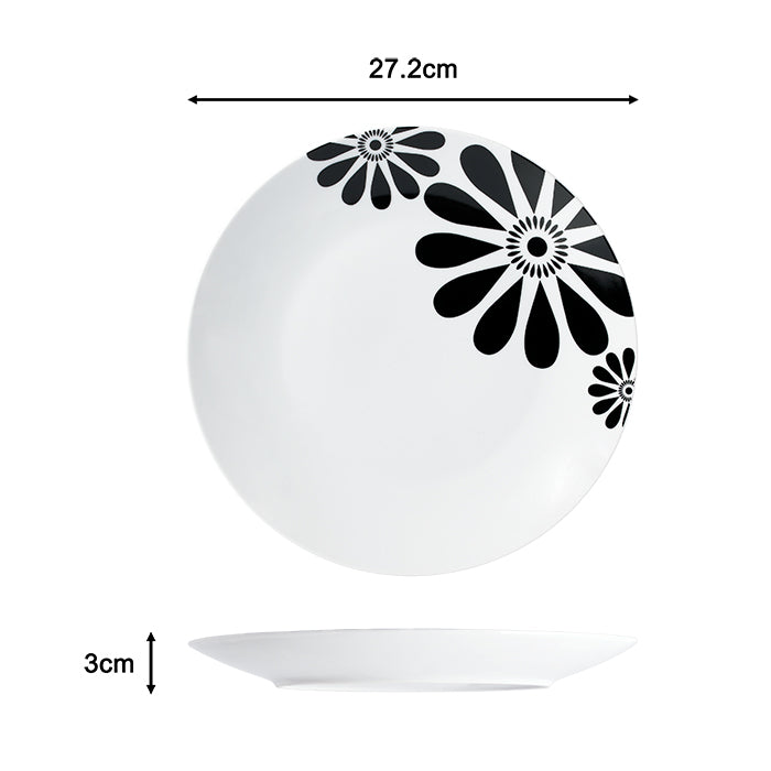 Waterside 16pc Black & White Kira Porcelain Dinnerware Set