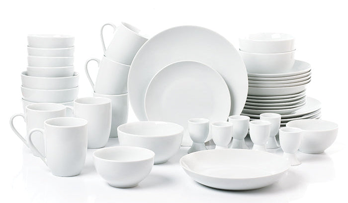 Waterside White Coupe Porcelain Dinnerware Set, 42 Pieces
