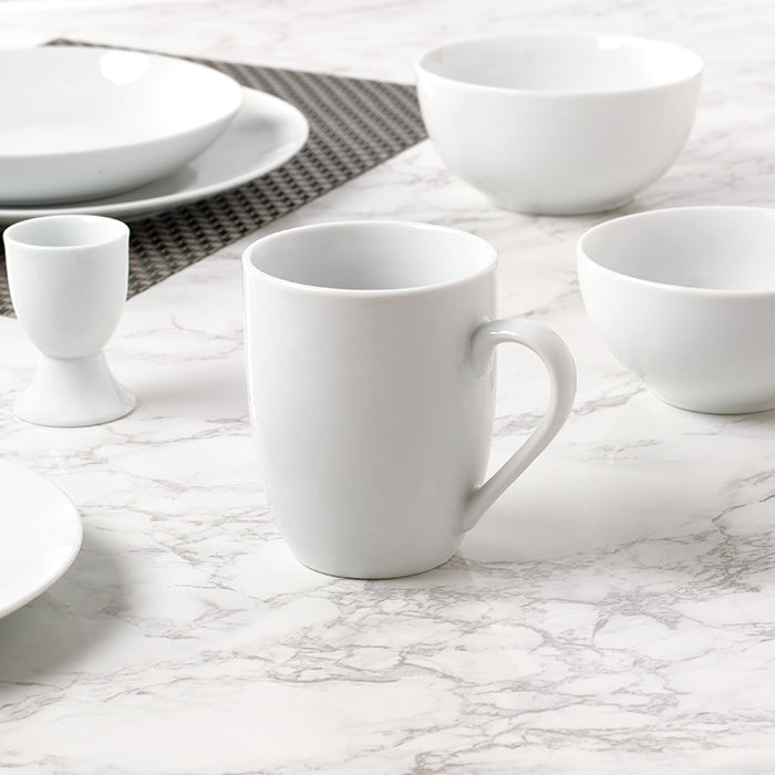 42pc Waterside White Coupe Porcelain Dinnerware Set (video attached)