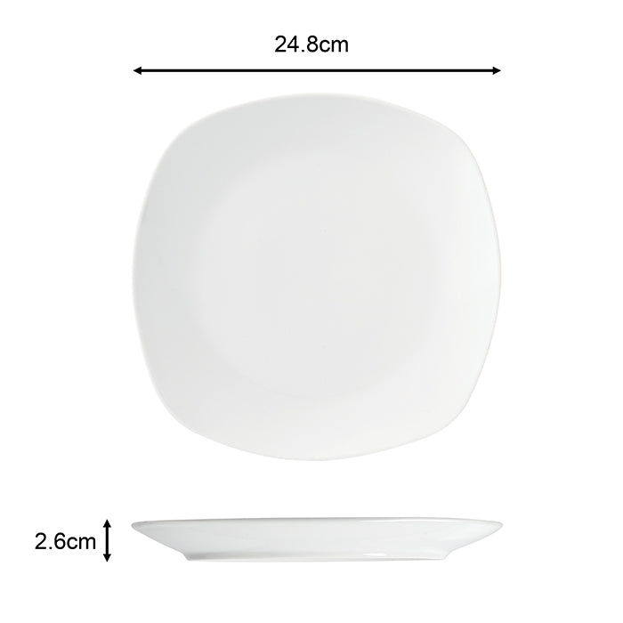 White Porcelain Square Dinnerware Set, 42 Pieces