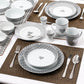 Grey Heart Combination Tableware Set; Porcelain, Placemats and Cutlery, 80 Pieces