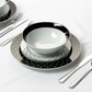 12PC Black Star with Plat Rim Dinner Set