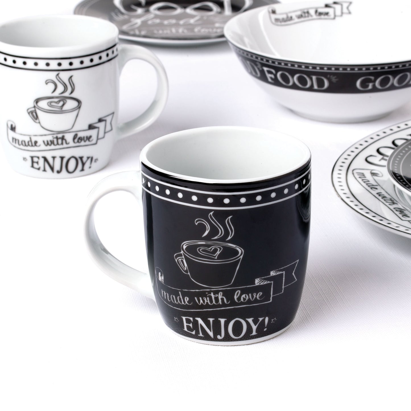Good Food - made with love Porcelain Dinnerware Set, 16 Pieces