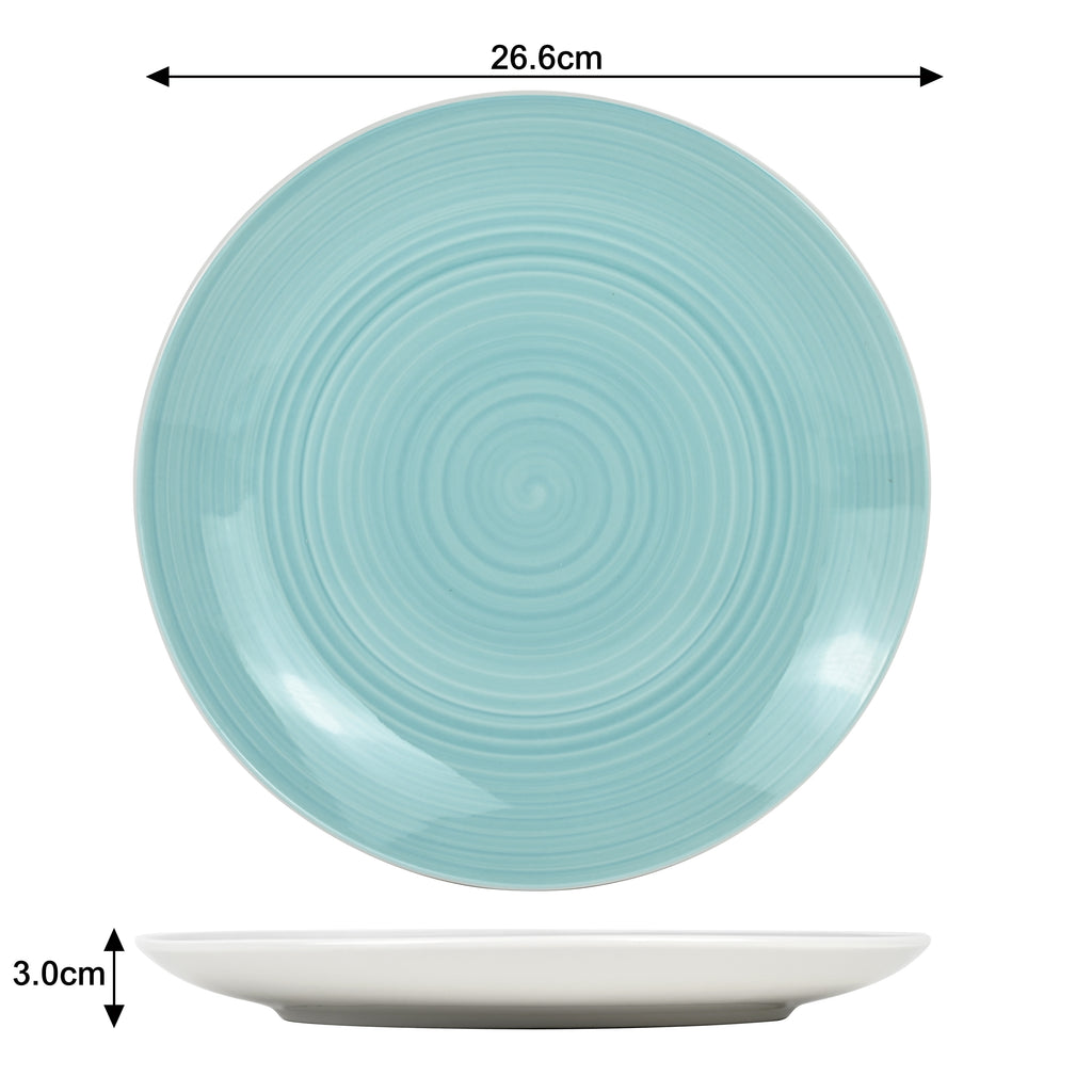 Waterside 16pc Spinwash Aqua Blue Porcelain Dinnerware Set