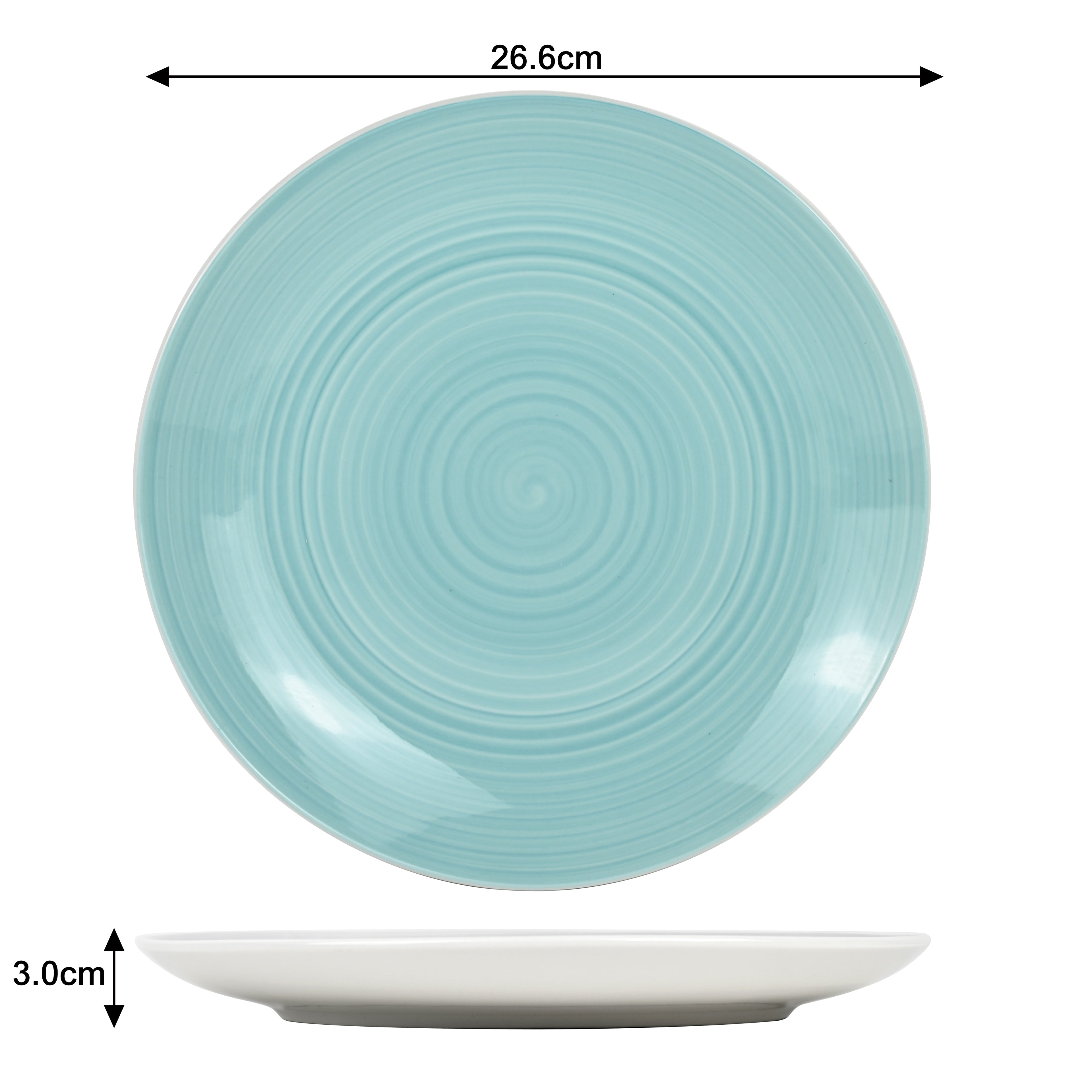 Waterside 16pc Spinwash Aqua Blue Porcelain Dinnerware Set