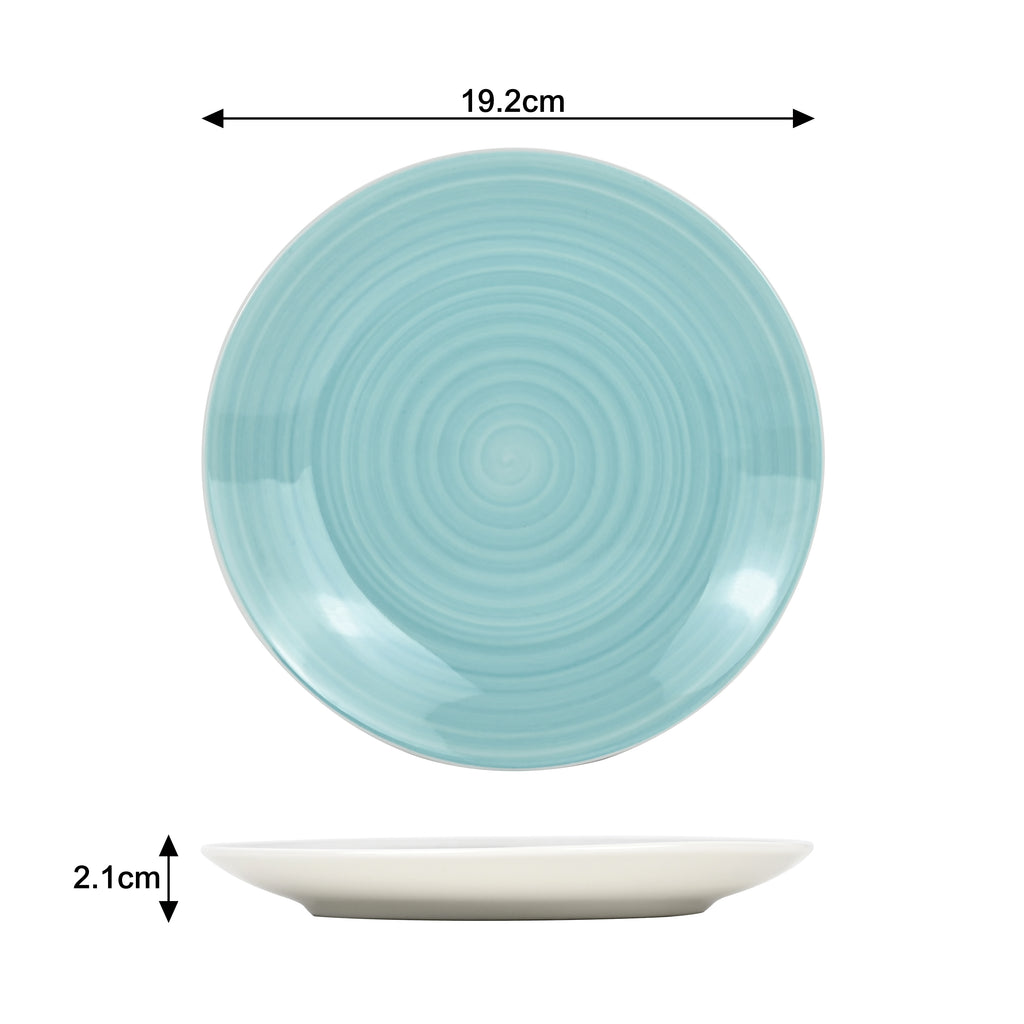 Waterside 16pc Spinwash Aqua Blue Porcelain Dinnerware Set