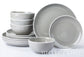 Waterside Grey Stoneware Dinnerware Set, 12 Pieces