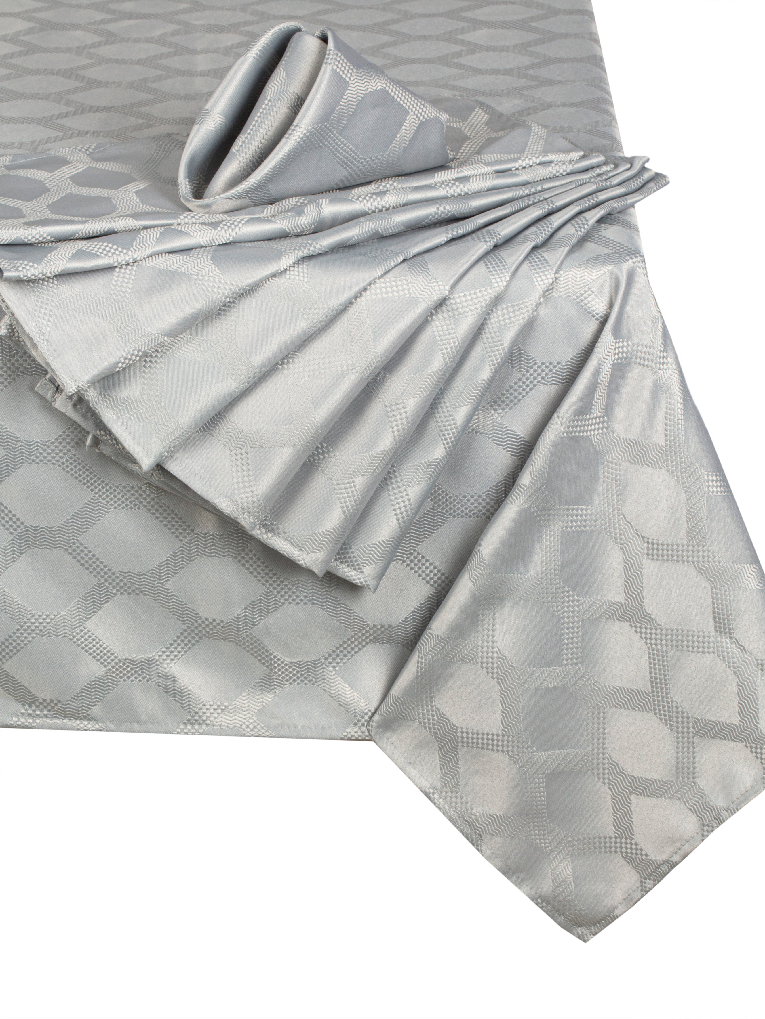 Waterside 9pc SILVER Geo Table Linen Set