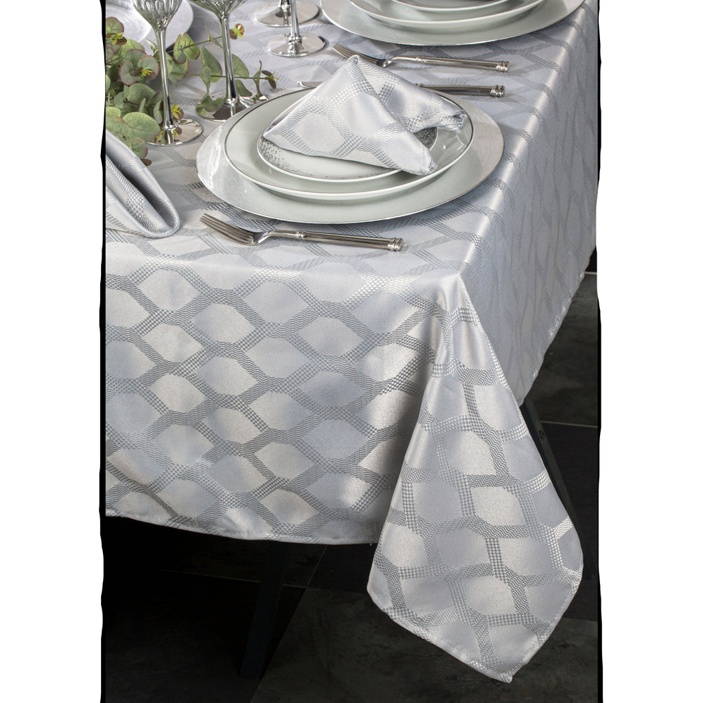 Waterside 9pc SILVER Geo Table Linen Set