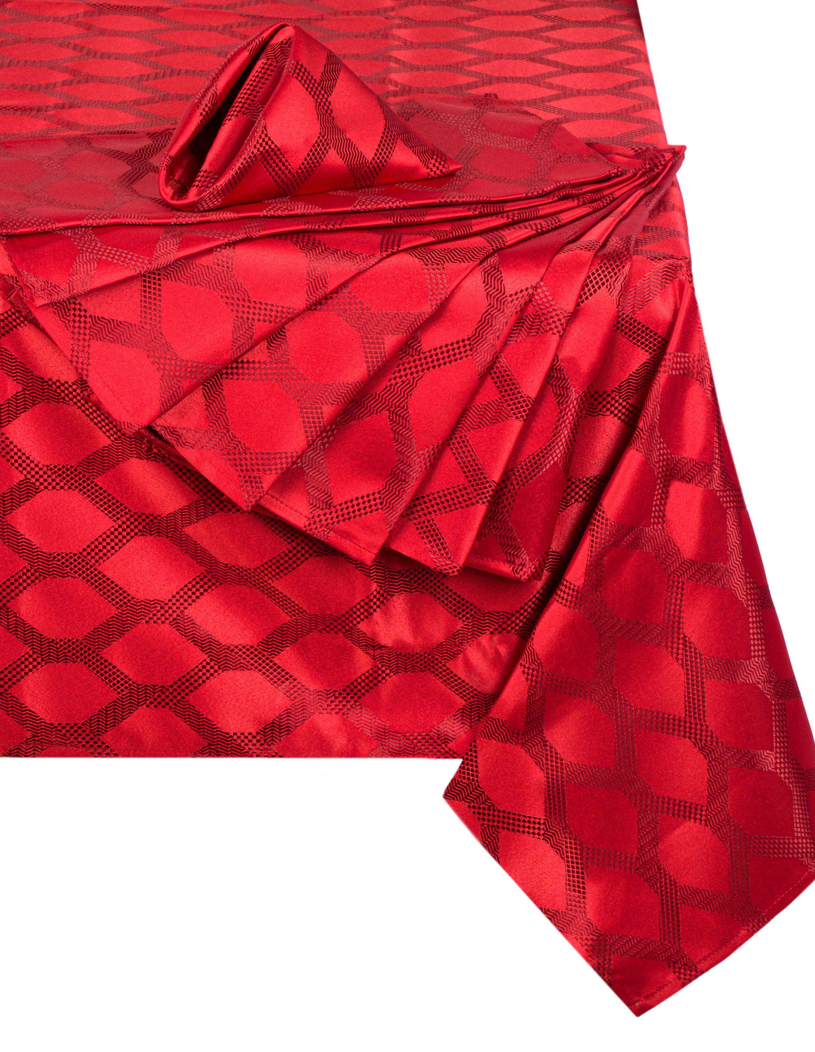 Waterside 9pc RED Geo Table Linen Set