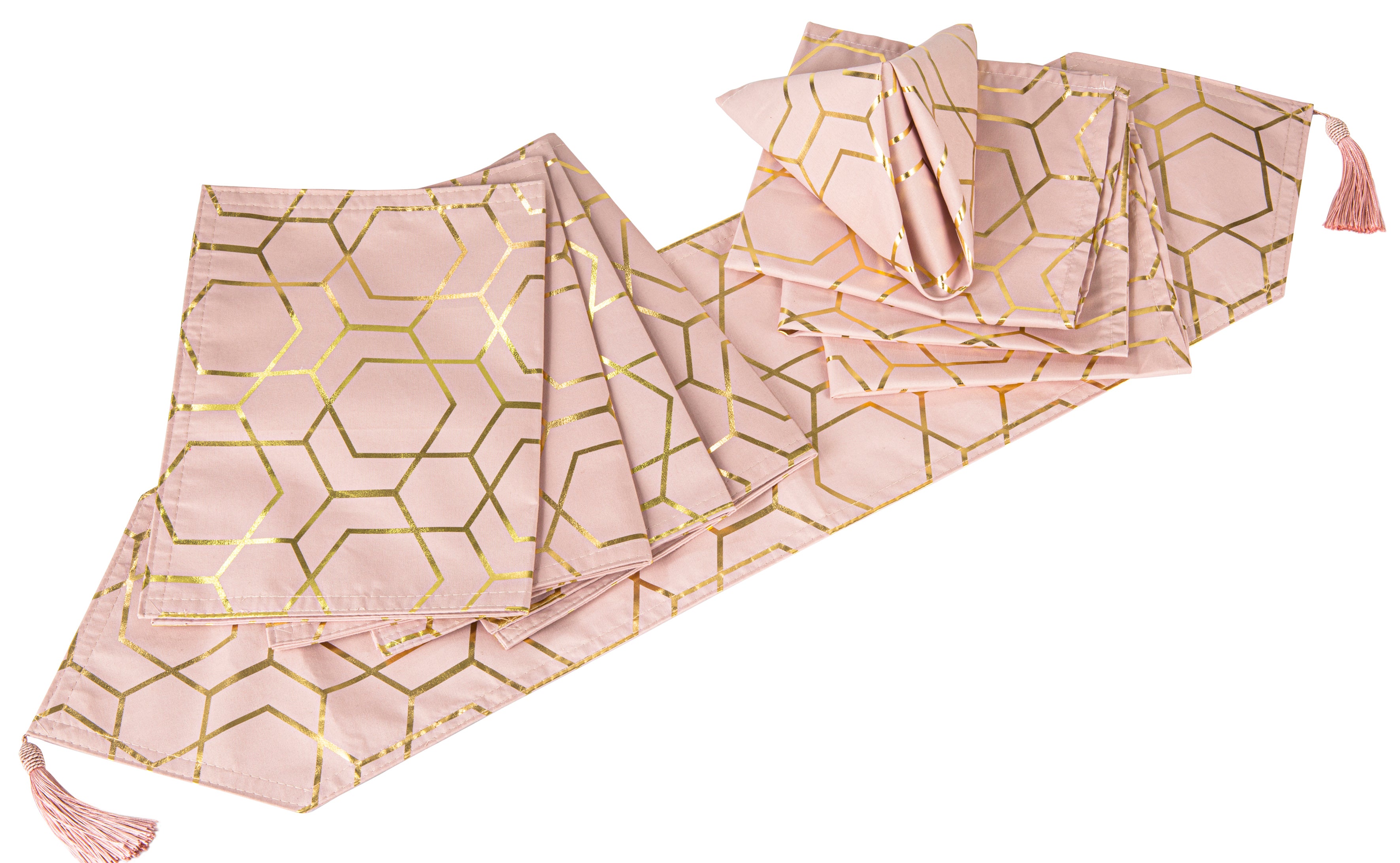 Waterside 9pc Tullulah Pink & Gold Runner Set