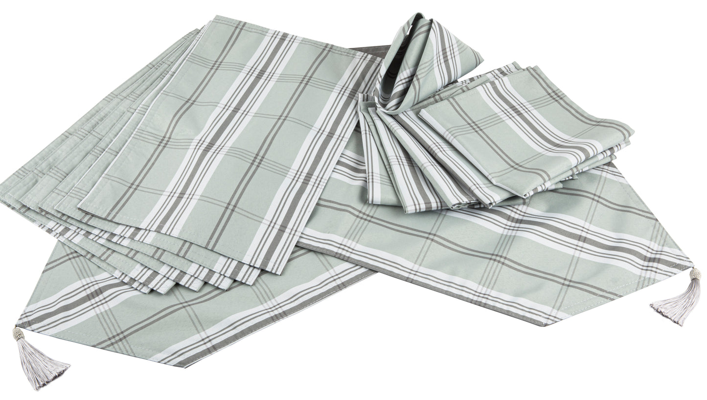 13pc Runner Set Grey Tartan