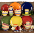 Waterside 24pc Spinwash Stripe Stoneware Dinnerware Set (video attached)