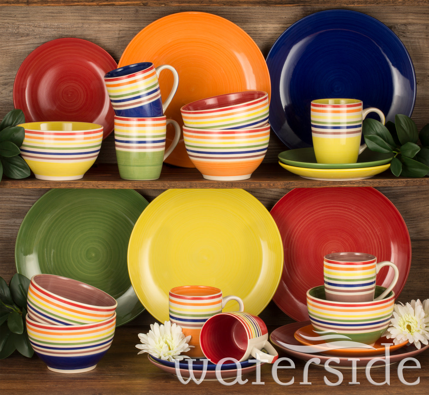 Spinwash Stripe Stoneware Dinnerware Set, 24 Pieces