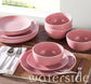 Waterside Bubble Gum Pink Stoneware Dinnerware Set, 12 Pieces