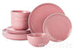 Waterside Bubble Gum Pink Stoneware Dinnerware Set, 12 Pieces