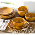 Waterside Saffron Yellow Stoneware Dinnerware Set, 12 Pieces