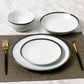 St Ives Stripe Porcelain Dinnerware Set  - Black, 16 Pieces
