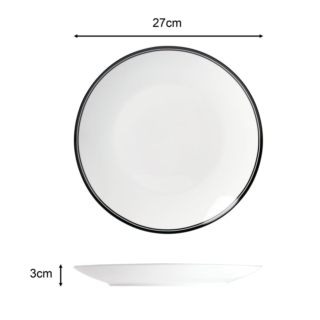 Waterside 16pc St Ives Stripe Porcelain Dinnerware Set  - Black (video attached)