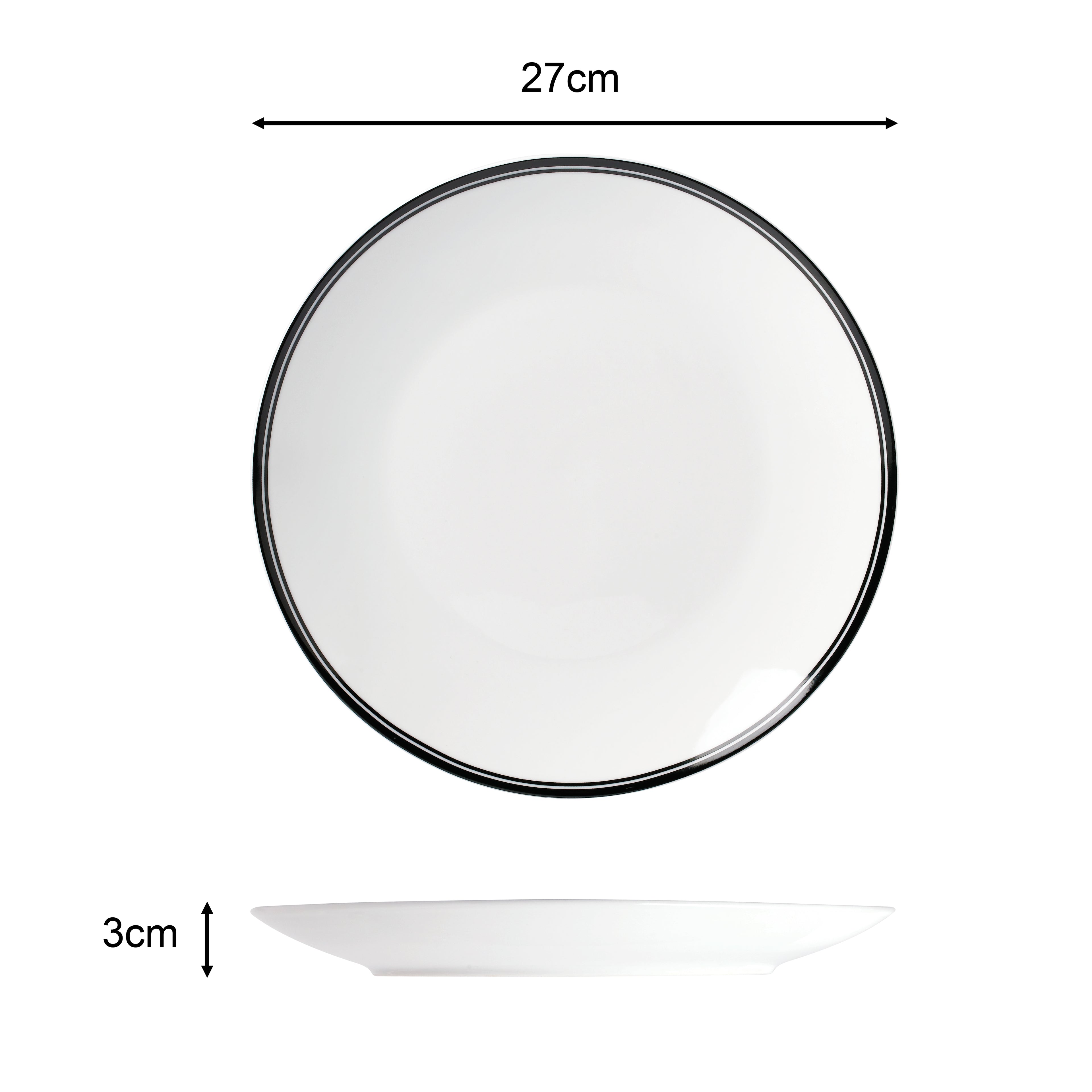 Waterside 16pc St Ives Stripe Porcelain Dinnerware Set  - Black (video attached)