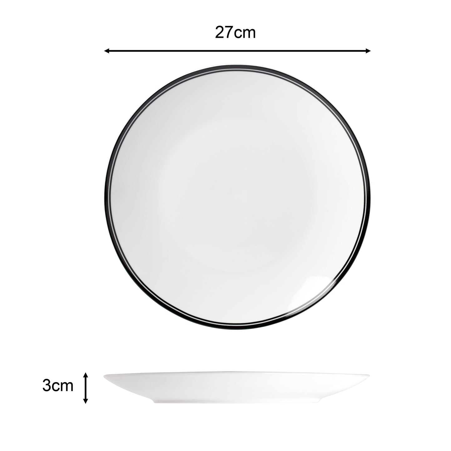 St Ives Stripe Porcelain Dinnerware Set  - Black, 16 Pieces