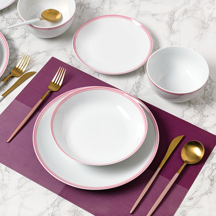 Waterside 16pc St Ives Stripe Porcelain Dinnerware Set - Pink
