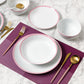 St Ives Stripe Porcelain Dinnerware Set - Pink, 16 Pieces