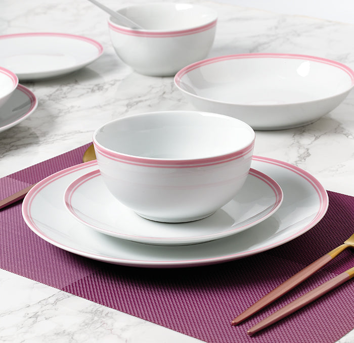 Waterside 16pc St Ives Stripe Porcelain Dinnerware Set - Pink