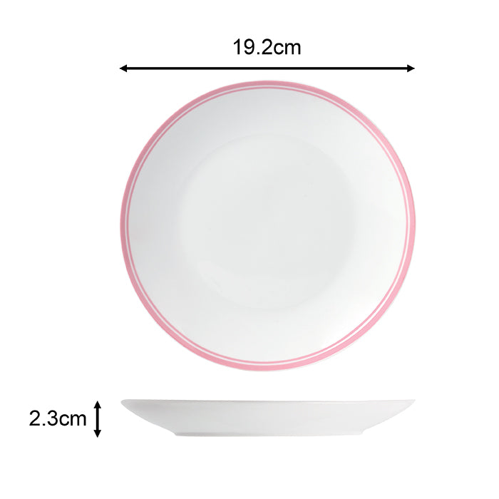 St Ives Stripe Porcelain Dinnerware Set - Pink, 16 Pieces