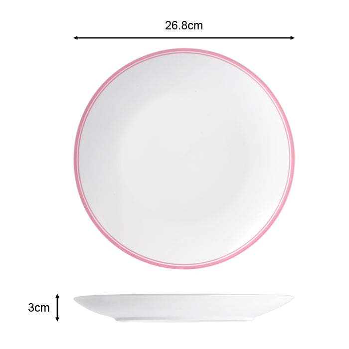 St Ives Stripe Porcelain Dinnerware Set - Pink, 16 Pieces