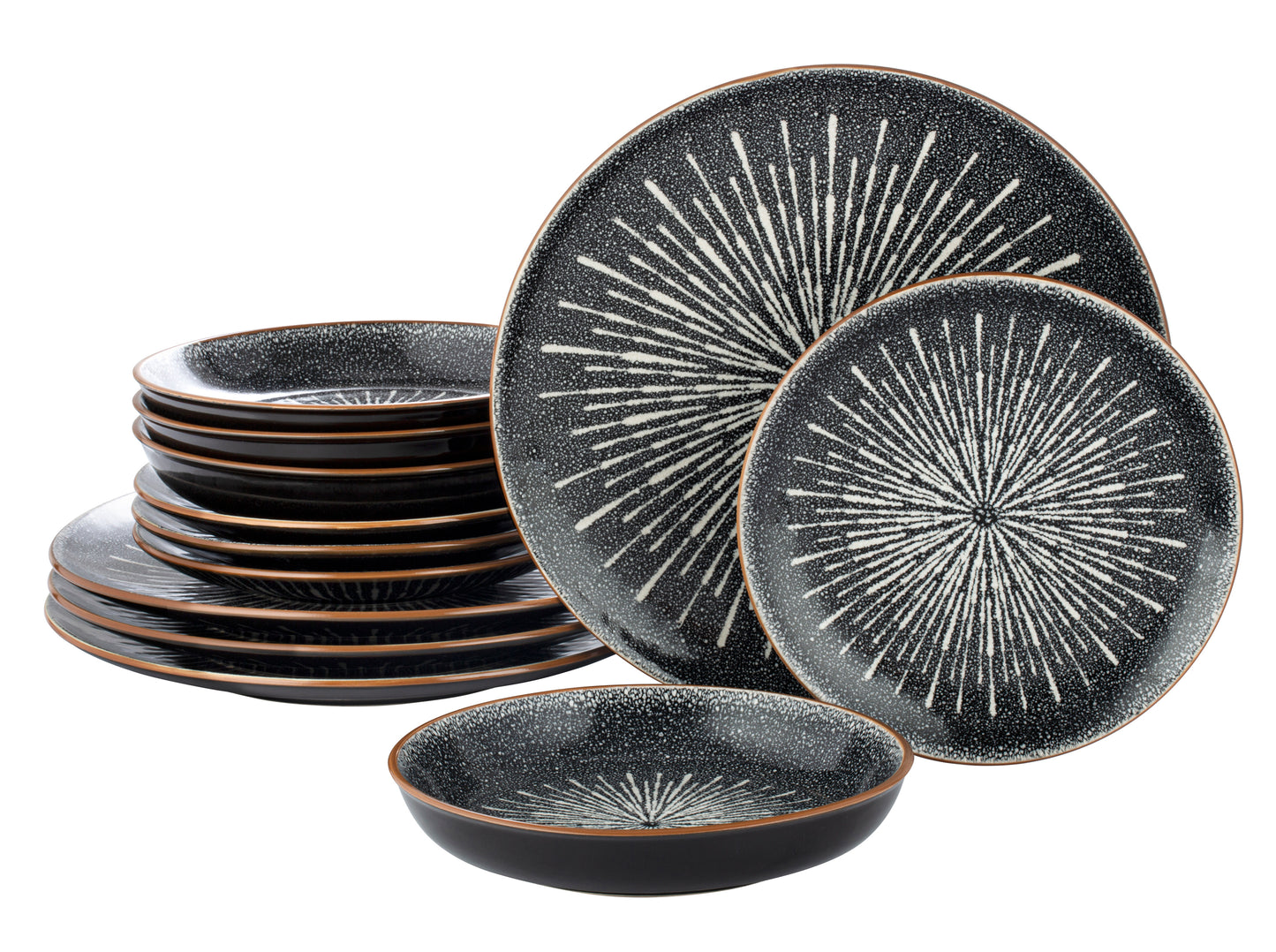 Starburst Reactive Glaze Stoneware Dinnerware Set, 12 Pieces
