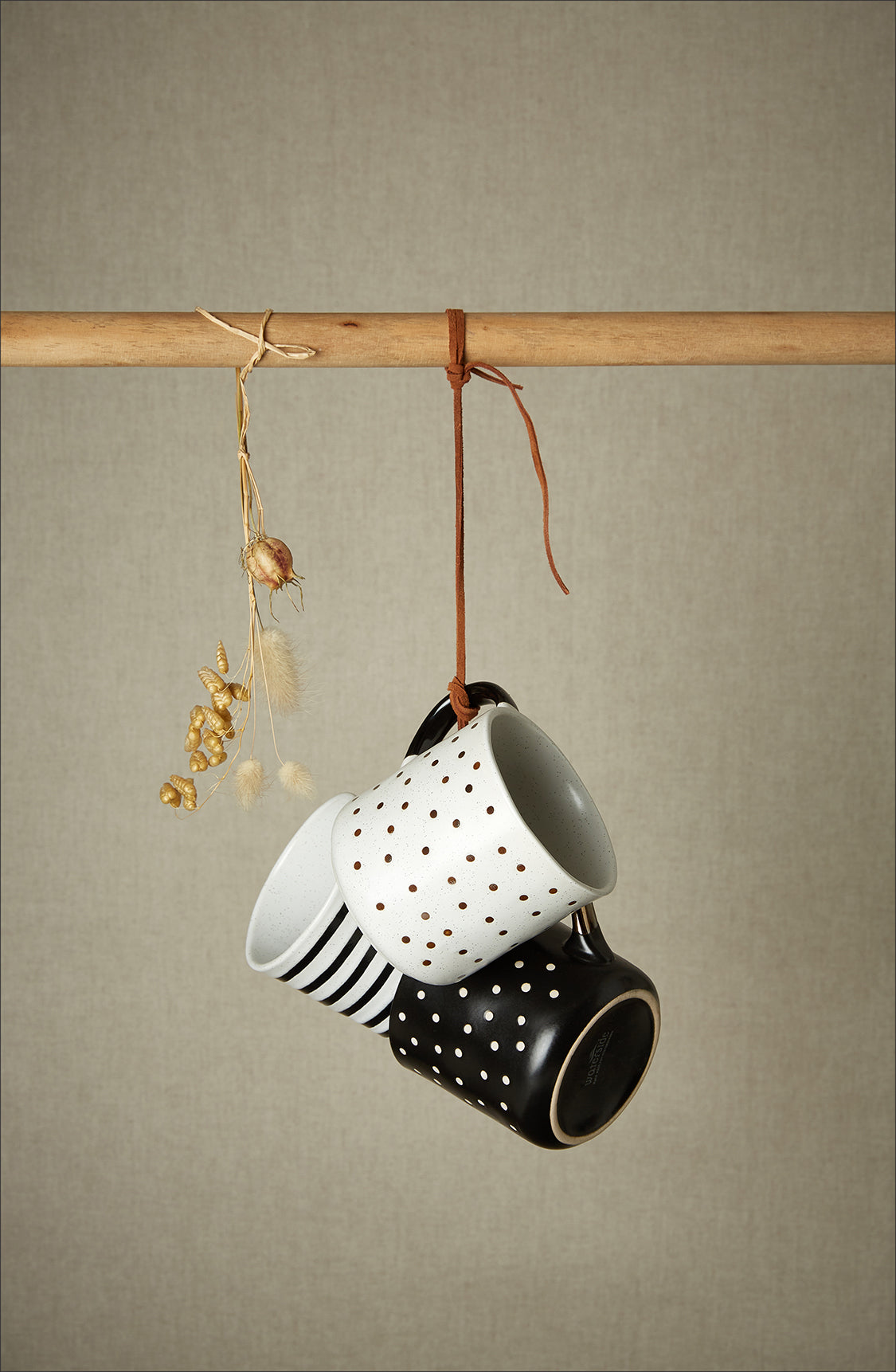 6pc Stripe & Spots Mugs