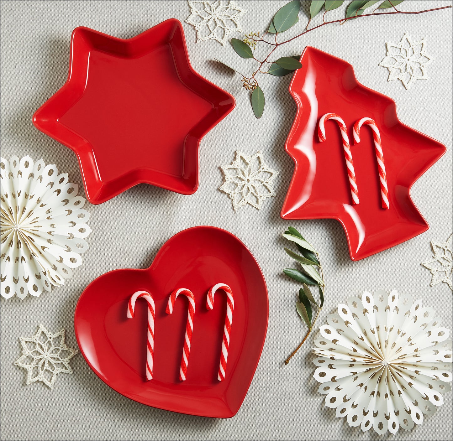 Christmas Red Serving Dishes, 3 Pieces