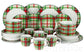 Green Tartan Porcelain Dinnerware Set, 30 Pieces