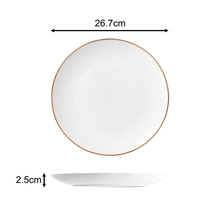 Waterside GOLD Rim Porcelain Dinner Set, 12 Pieces