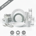 Waterside 36pc Combination Tableware Set; Porcelain, Glassware & Cutlery