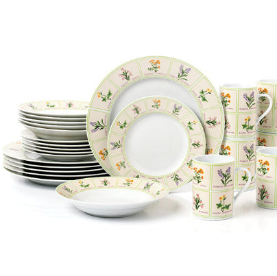Waterside 24pc British Wild Flowers Porcelain Dinnerware Set