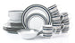 Brompton Grey Stripe Porcelain Dinnerware Set, 24 Pieces