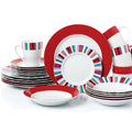 Waterside Mix and Match Stripe Porcelain Dinnerware set, 24 Pieces