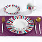 Mix and Match Stripe Porcelain Dinnerware set, 24 Pieces