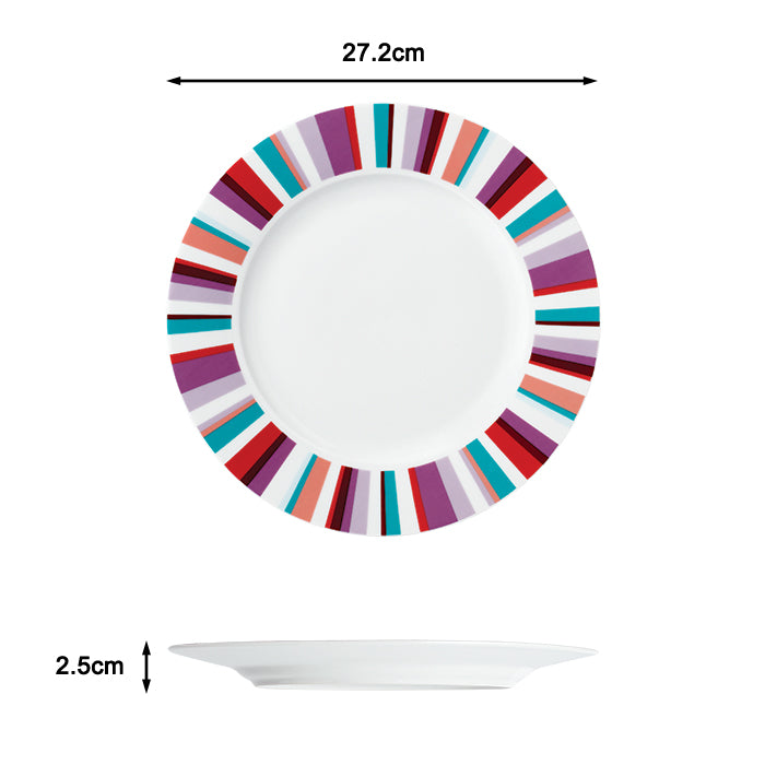 Waterside Mix and Match Stripe Porcelain Dinnerware set, 24 Pieces