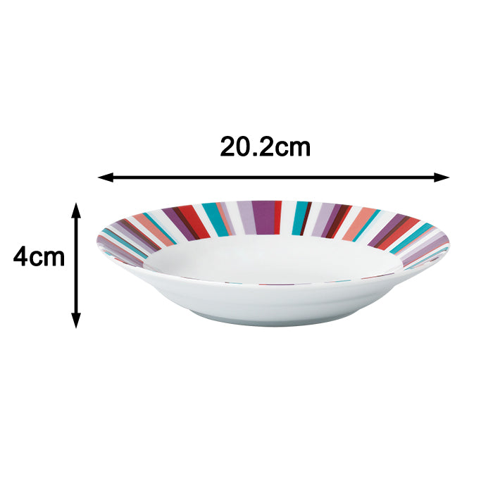 Waterside Mix and Match Stripe Porcelain Dinnerware set, 24 Pieces
