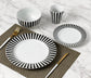 Black Split Stripe Porcelain Dinnerware Set, 24 Pieces