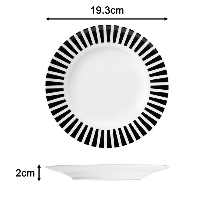 Waterside 24pc Black Split Stripe Porcelain Dinnerware Set (video attached)