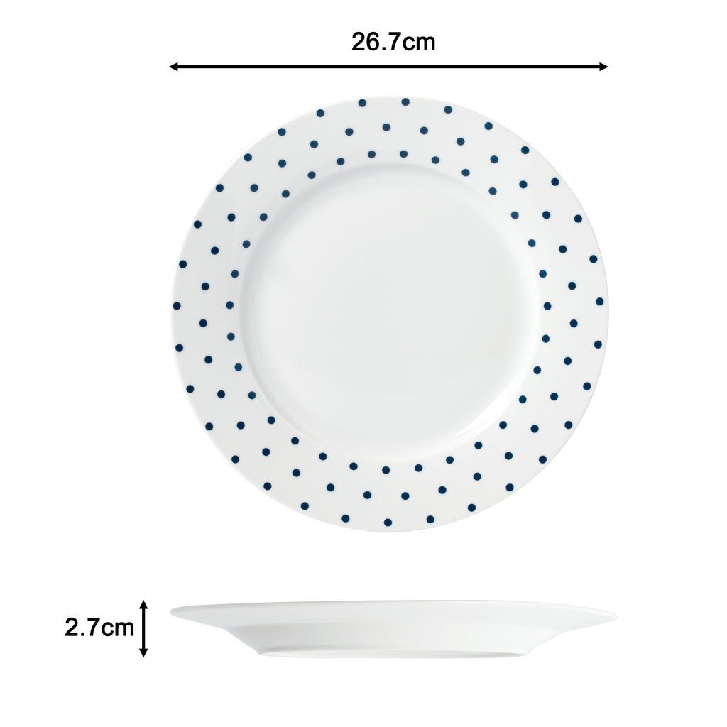 Waterside 24pc Blue & White Spot Porcelain Dinnerware Set