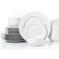 Waterside 24pc White Rim Porcelain Dinnerware Set; 8 Dinner Plates, Side Plates & Deep Bowls (video attached)