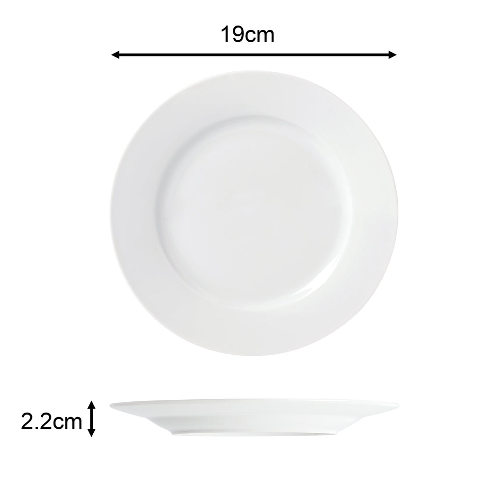 Waterside 24pc White Rim Porcelain Dinnerware Set; 8 Dinner Plates, Side Plates & Deep Bowls (video attached)