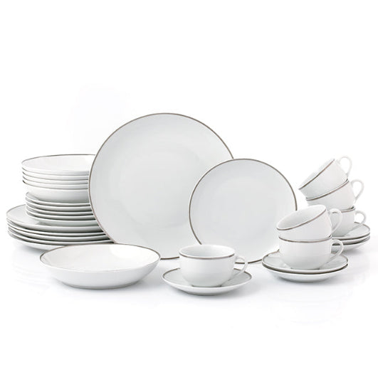 30pc Waterside Platinum Porcelain Dinner Set