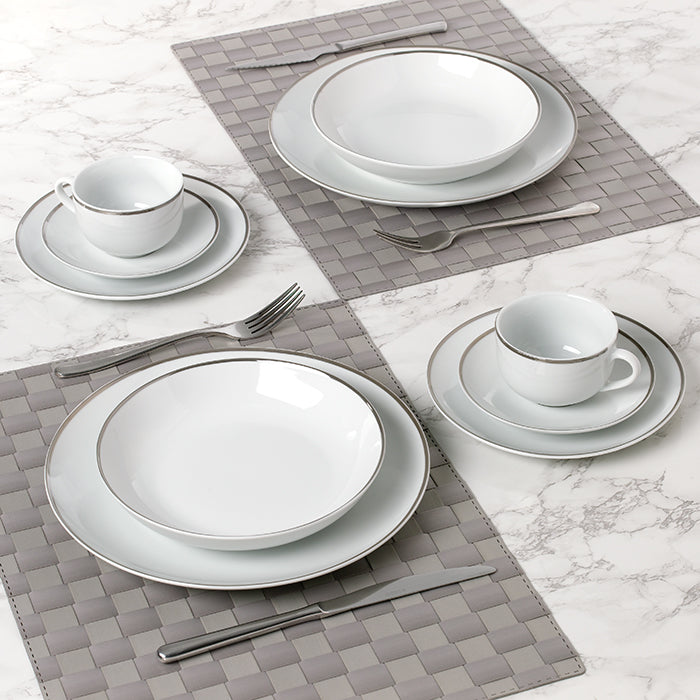 30pc Waterside Platinum Porcelain Dinner Set